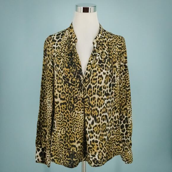 Zadig & Voltaire Size Medium M Tink Leo Satin Animal Print Long Sleeve Tunic Top - Picture 1 of 6